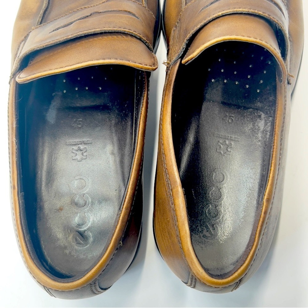 ECCO Men’s Size 11 Brown Tan Slip On Penny Leather Loafer - Picture 6 of 7